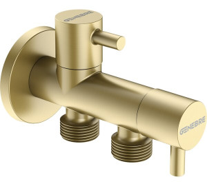 Válvula de escuadra doble 1/2" - 1/2"  Oro Cepillado